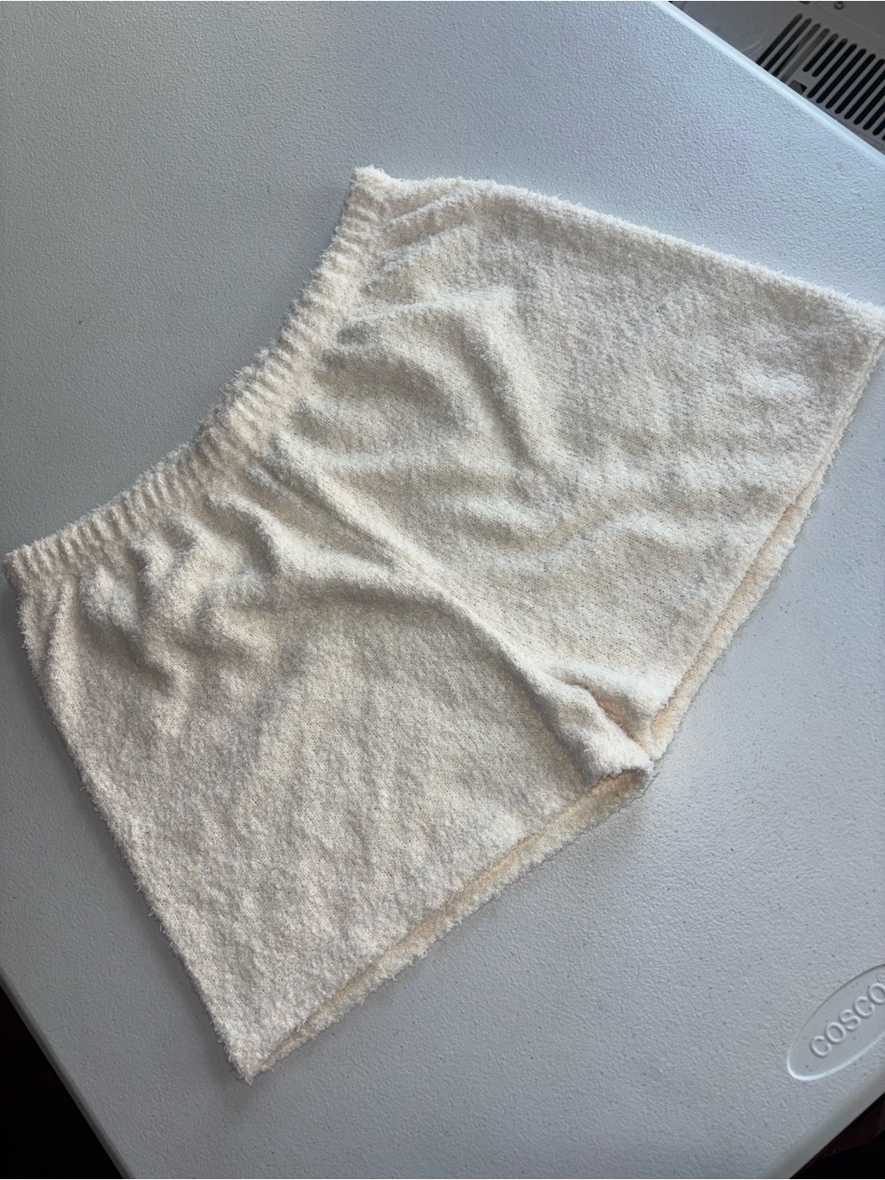 if it were me Cream Textured Mini Skirt with Elastic Waist
